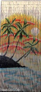   Bamboo Beaded Beads Curtain Doorway bead Sunset 3 Palms Trees/Beach