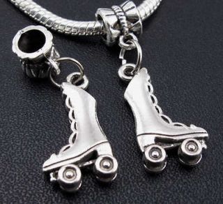 6pcs Tibetan silver roller skates dangle charms beads fit European 