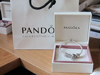   Pandora Lady Loves black gift set /w7.1 pandora bracelet and 5 beads