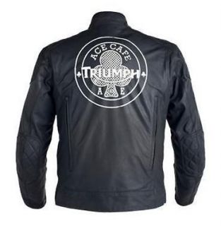 Triumph Mens Ace Cafe Leather Jacket Black SZ LG MLCA12011 L