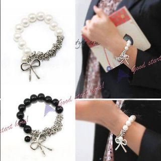 Fashion Style Bowknot Pearl Butterfly Bracelet Bangle Hand Chain