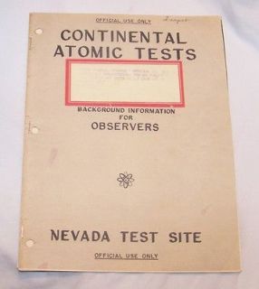 Nevada Test Site Official Continental Atomic Bomb Tests Booklet 1955 