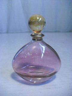 Vtg Perfume Bottle Crystal Parfum Scent HOT Pink Gold Leaf Italy 