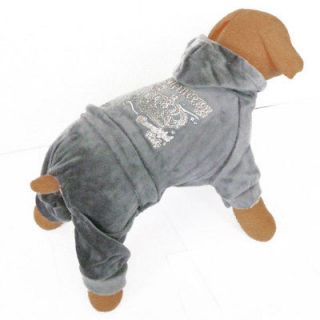 gray velvet sport overall pet dog clothes chihuahua more