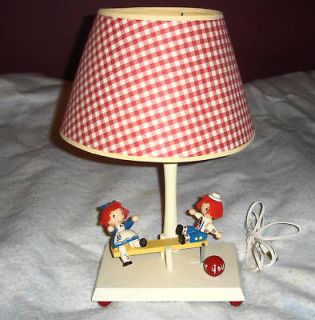 rare vintage 1978 raggedy ann andy music box lamp time