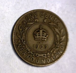 canada newfoundland 1 cent 1909 fine very fine coin  10 88 