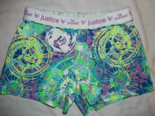 NEW JUSTICE SIZE 8 10 12 14 16 18 PAINT SWIRL/SPATTER SHORTS W 