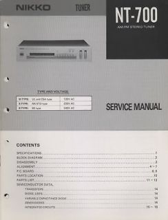 original nikko nt 700 tuner service manual 