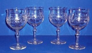 vintage etched crystal tulip flared wine glasses clear time