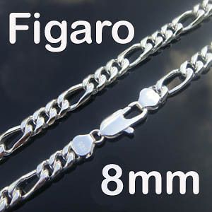 men s 8mm 22 figaro chain silver necklace nf8 from china  