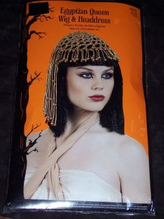 Egyptian Queen wig & headdress,Cleopatra,Adult 1 size,Halloween,Mardi 