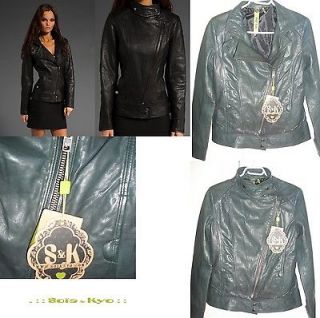 420 Soia & Kyo Aulis Leather Jacket Medium  Dark Green Brand New 