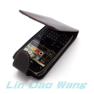 black leather case cover pouch lcd film for nokia e6