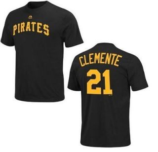 Pittsburgh Pirates Roberto Clemente Name and Number Black Jersey T 