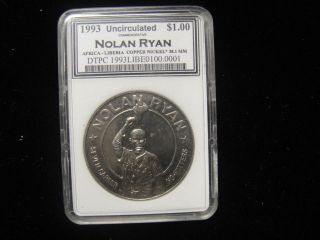Republic of Liberia  Nolan Ryan 1993 Africa Commemorative Coin 