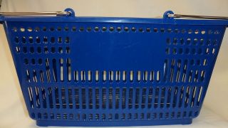 grocery market shopping hand plastic basket blue new time left