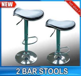 New Set Of 2 Black Counter Pub Barstools Adjustment Swivel Bar Stool 