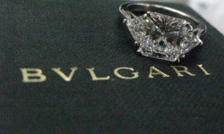 bvlgari platinum 3 stone diamond ring 4 21ct d vs1 retail $ 150000 tax 
