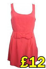 RIVER ISLAND Coral Pink Bow Cut Out Playsuit Dress★ Sizes 8 14 