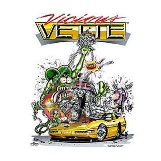 Vicious Vette Rat Fink T shirt, Ed Roth Tshirt, Corvette Tee, Sz M L 
