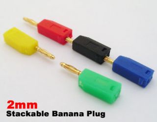   Mini 2mm Radioshack Stackable Banana Plug Male Jack Gold Pin new