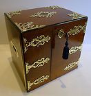 Antique Copper Lined Wood Cigar Humidor Smoking Stand Cabinet