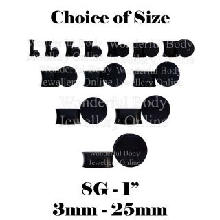 Black Solid Silicone Ear Plug Stretched Squishy Choice of Size 