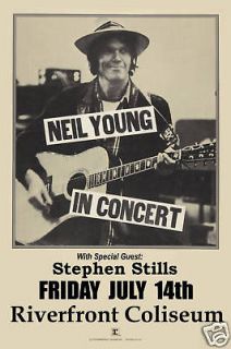 Classic Rock Neil Young at Riverfront Coliseum Concert Poster Circa 