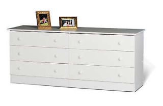 Large White 6 Drawer Chest, Dresser ws drawer glides & safety Stop