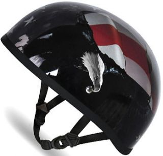 GLOSS BLACK w/ FREEDOM FLAG Daytona DOT Motorcycle Half Helmet LOW 