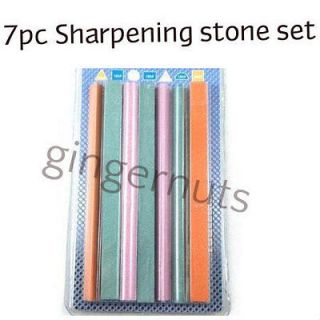 7pc Assorted Sharpening Stone Set 180 & 240 Grit Various Shapes 