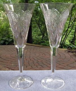 Set TWO Waterford Crystal Millenium Series Happiness Toasting Flutes 