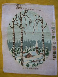 finished needlepoint goblen gobelin winter day from canada time left