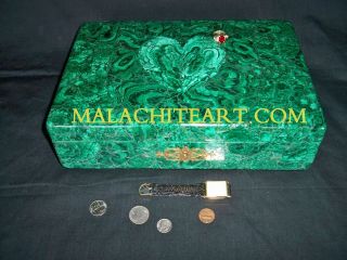 russian malachite heart jewelry box  6500 00