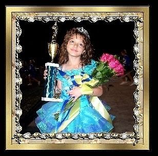 145S Blue Butterflies Beaded National Pageant Crowning Dress on Stage 