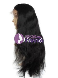 New Long Soft Silky Straight Indian Remy Human Hair Front lace Wig 