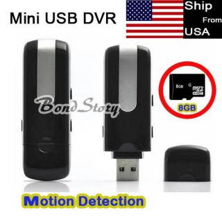   Spy Hidden DV Motion Detect USB Disk Camera DVR Record +8GB TF Card