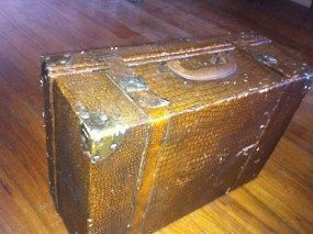 vintage retro faux alligator suitcase luggage case 