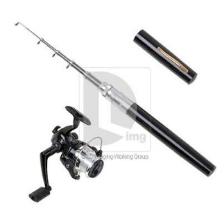    Aluminium Telescopic Saltwater Fishing Rod Pen Pole Reel Line Black