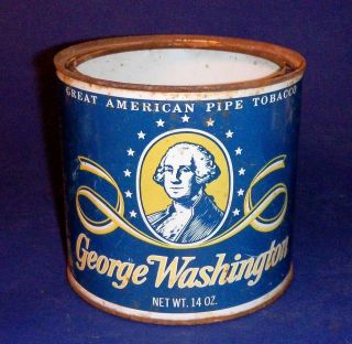 VINTAGE GEORGE WASHINGTON GREAT AMERICAN PIPE TOBACCO TIN