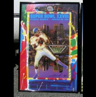 Peter Max Signed/Autographed 1984 Super Bowl XXVIII Poster COA RARE