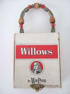 vintage willows wm penn cigar box purse with beaded handle