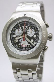 Swatch Men Irony The Chrono Get Fly Back Steel Oversize Date Watch 