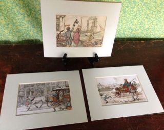 Vintage Anton Pieck Prints with a blue Matt Printed in Holland