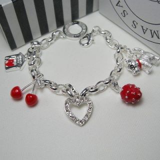   Crystal / Silver Brand Charms Carrier Bracelet w/ Gift Box & pouch