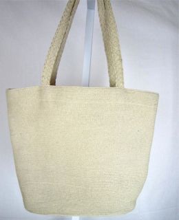 Talbots Beige Woven Polyester Cotton Tote Handbag Pink Lining