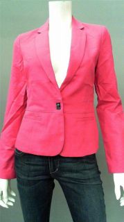   Misses Womens 14 Stretch Blazer Jacket Pink Solid Designer Fashion
