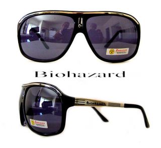   Designer Biohazard Oval Half Metal Plastic Aviator Sunglasses 690