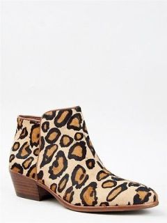 NEW SAM EDELMAN PETTY Women Leopard Stacked Heel Ankle Boot Booty sz 