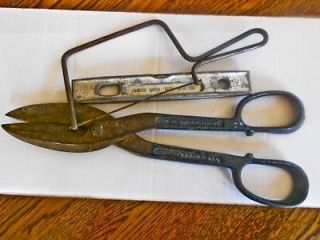 old sheet metal shears Crescent tools,Mayes Bros.torpedo level,early 